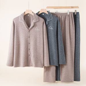 Couples Pajamas New Autumn and Winter Style German Fleece Warm Loungewear Mens and Womens Solid Color Embroidered Loose Set