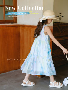 Wild Persimmon Childrens Clothing Summer New Style Girls Dress Beach Holiday Long Skirt  Style Cotton 100% Gradient Element