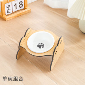 New Ceramic Cat Bowl Set High Leg Cat Food Bowl Cat Water Bowl Dog Bowl Pet Bowl Neck Protection Anti-Black Chin Design