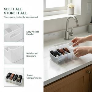Large Capacity Plastic Belt Organizer Divided Storage Holder Non-Slip Space Saver for Wardrobe Makeup Jewelry
