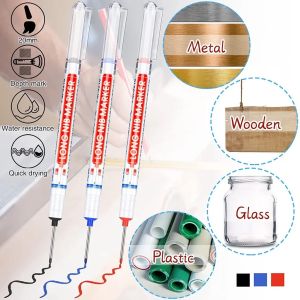 6pcs/set 20mm Long Tip Deep Hole Extension Marker  Black Red Blue Acrylic Paint Pens Extra Fine Tip Oil Based Paint Markers Quick Drying and Waterproof Marker Pen for Metal Rock Wood Fabric Plastic Canvas GlassMugs Painting