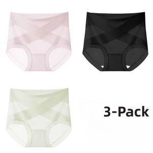 Miiow | Ice Silk Womens Underwear Breathable Triangle Shorts High Waist Comfortable No Riding Up Antibacterial Extended Crotch Seamless