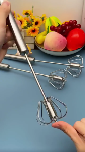 Hand Mixer Manual Pengocok Telur Adonan Kue Otomatis Stainless Steel