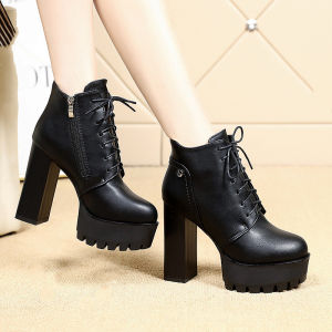 DIANCHA | High Heel Waterproof Platform Short Boots 12cm