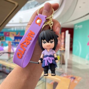 Bandai | Bộ Móc Khóa Anime Naruto - Móc Khóa Hình Tượng 3D Kèm Dây Đeo Tay Silicon Móc Khóa Dễ Thương Naruto Sasuke Itachi Kakashi Minato Madara Phụ Kiện Trang Trí Ba Lô Quà Tặng Cho Fan.