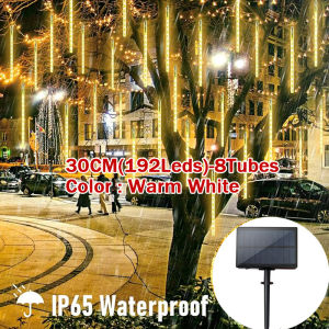 Protree solar Meteor Shower Rain Lights Tube Lamp for Outdoor Garden Home Curtains Christmas Decoration