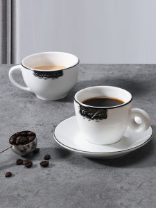 High-End Ceramic Coffee Cup Set Latte Americano Stylish Elegant Design Premium Feel Coffee Cups for Coffee Lovers