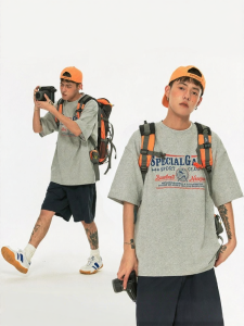 JNXS | Retro American Style Letter Print Loose Fit Tshirt