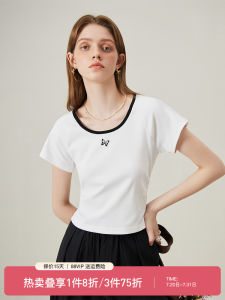 Fansi Lanen White round Neck Butterfly Embroidery Short Sleeve T-Shirt Womens New 2024 Summer Short Sweet And Spicy Top