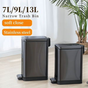 Ecoco Narrow Trash Bin with Cover Aesthetic 7L 9L 13L Large Capacity Trash Can For Bathroom Kitchen
