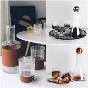 Modern Luxury Glass Wine Set Living Room Coffee Table Decorative Accessories Display Cabinet Sample Room Decor Simple Geometry