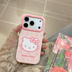 Sanrio | Korean New Cute Cartoon Silicone Pink Sanrio KT Phone Case For iPhone 17 Pro Max 16 15 Pro Max Shockproof Protective Soft Cover