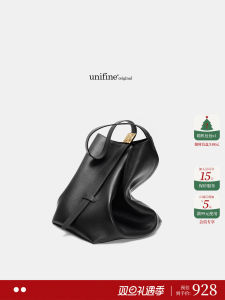 Unifine New Large Capacity Tote Bag Womens Commuter Black Bag Slant Cross Leather Cowhide Hobo Bag Soft Handbag Bucket Shape