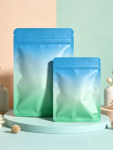 100 Chiếc Túi Chuyển Màu Hai Mặt Màu Xanh-Xanh Lá Cây Mờ Macaron Dây Kéo Tự Niêm Phong Cho Ngày Lễ Quà Tặng Bao Bì Trang Sức Mẫu Làm Đẹp Văn Phòng Phẩm