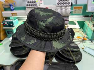 หมวกปีก หมวกปีกลายดิจิตอล ทหารเรือถักเชือกร่มเขียว หมวกใส่กันแดด