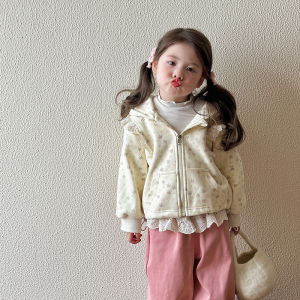 เสื้อแจ็คเก็ตเด็กผู้หญิง ฤดูใบไม้ผลิและฤดูใบไม้ร่วง เสื้อเชิ้ตแขนยาวพร้อมฮู้ด เสื้อคลุมเด็ก เสื้อผ้าเด็ก เสื้อผ้าเด็กผู้หญิง