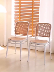 Serene Nordic Rattan Chair Plastic Chair Home Chair Thickened Backrest Chair Restaurant Dining Chair