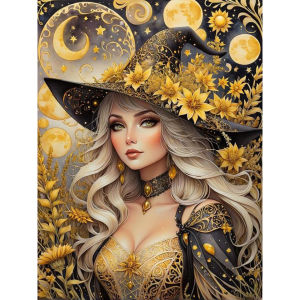 Cartoon Witch 5D DIY Full Square&Round Diamond Painting Set Mosaic Art Home Decoration Gift Handicraft Frameless