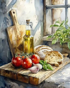 DIY Digital Oil Painting Bread Painting By Numbers on Canvas Tomato Onion Paint By Number Adult Kit Food Kitchen Decoration