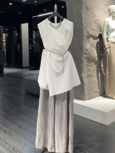 YUFUQING | Waist Slimming Sleeveless Top and Wide Leg Pants Set