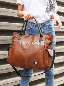 Leather Commuter Womens Bag Tote Single Shoulder Large Capacity Bag New 2025 Stylish Zipper Closure Pure Color Casual Handbag