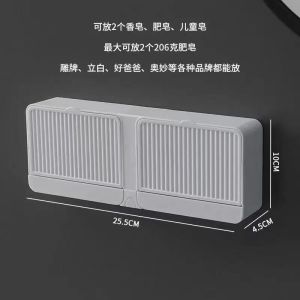 Creative Wall-Mounted Soap Dish with Lid Draining Bathroom Laundry Storage Rack No-Punching Required for Easy Installation