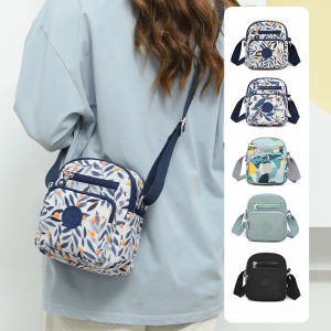 Fashionable Printed Nylon Womens Crossbody Bag Multi-layered Compartments Casual round Shape Single Shoulder Bag for Middle-aged And Elderly