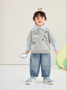 CUTEPANDAS | Bộ Quần Áo Hoodie Giả Hai Mảnh Cho Bé Trai Có Hình Cartoon