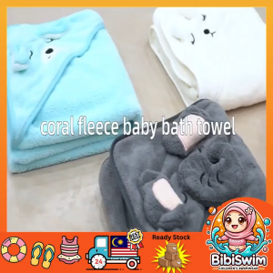 BIBISWIM Baby Hooded Bath Towel Newborn Blanket Hoodie Tuala Mandi Baby Swaddle Flannel Selimut Kids