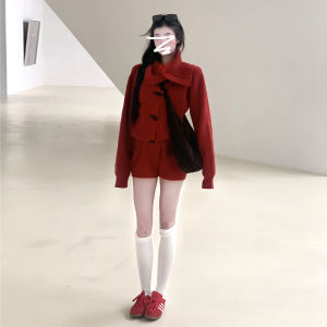 Homecore | Spring Korean Style New Red Knitted Sweater Mini Skirt Set