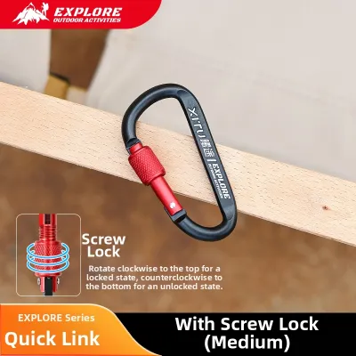 Lockable D-Shaped Aluminum Carabiner Outdoor Use