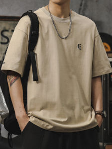 Premium Feel round Neck Short Sleeve Mens T-Shirt Summer 270G Heavyweight Pure Cotton Loose Fit Five-Quarter Sleeve Body Tee