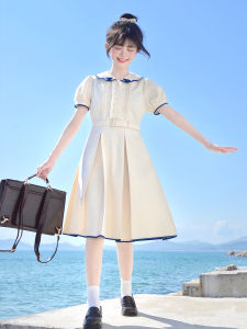 Sakura Family Original JK Uniform Dress [Dream of Klein] Bow Short Sleeve Box Pleated Skirt Short Sleeve Women