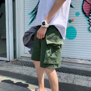 Japanese Style Casual Workwear Shorts Mens Summer Trendy Brand Loose Straight Leg Five Pocket Pants Youth Popular Leisure