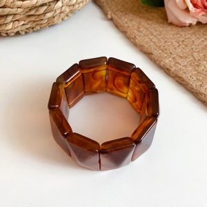 Acrylic Họa Tiết Vuông Lắc Tay Nữ Hình Học Không Đều Dây Co Giãn Rộng Nối Vòng Tay Vintage Trang Sức Thời Trang