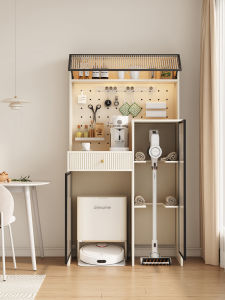 Solid Wood Wall-Mounted Home Management Cabinet Vacuum Cleaner Robot Shelf Tool Storage Cabinet Integrated Design Kitchen