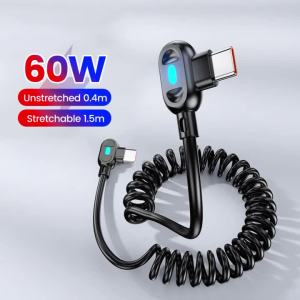 OLAF | Cáp Dữ Liệu Lò Xo USB C Sang Type C 6A Dual Elbow Sạc Nhanh Có Thể Thu Gọn Dành Cho Điện Thoại Samsung Xiaomi