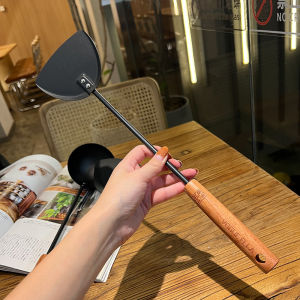 Premium Iron Wok Spatula for Cooking And Stir-Frying with Wooden Handle Home Use Model for Soup Serving And Iron Pot Handling