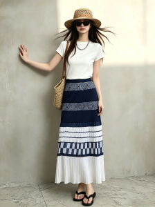 GULILI | Resort Style High Waisted Long Skirt Short Sleeve Set Summer