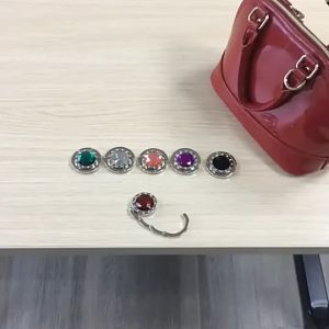 (MG)Portable Elegant Crystal Alloy Purse Holder Handbag Hook Foldable Accessories Small Handbag Hook Desk Hanger