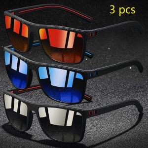 3PCS Fashion Classic square UV400 Sunglasses Men Women Driving Fishing Colorful Trendy Lightweight Outdoor Goggles