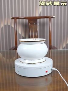 Gold Embossed White Ceramic Incense Burner