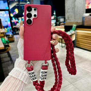 szhaiyu | For Samsung Galaxy S25 S26 Ultra Silicone Soft Phone Case S24 S23 FE S22 Plus A57 A37 A17 A07 A56 A36 A16 Crossbody Strap Cover