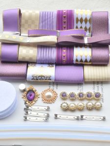 Purple Ribbon Package Homemade by Hand Baji Tuo Set DIY Bow Cartoon Backpack Brooch Decoration Materials Accessories