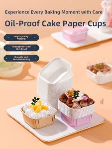 Square Disposable Baking Cups with Lid Oven Proof Packaging Box for Baking And Cooking by LA SHOAN Brand Kitchen Utensils