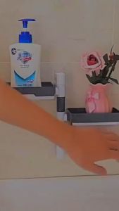 HW052- Rotating Soap Dish Holder Set 3Tier Square Plastic Wall-Mounted No-Drill Draining Soap Storage Racks for Bathroom