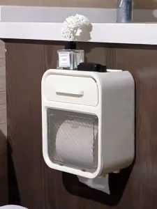 Bathroom Wall-mounted Tissue Holder Paper Storage Box Light Luxury Wall Hanging Punch-free Waterproof Large Capacity