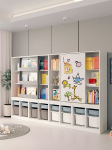 Solid Wood Childrens Bookshelf Pull-Out Bookcase Toy Organizer Master Design Simple Installation Tools Provided by KeBaiXiong