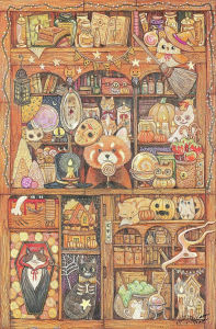 500/1000 Pcs Halloween Cabinets Jigsaw Puzzle Paper Puzzle for Gameroom Bedroom Livingroom Decor Birthday Holiday Gift