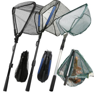Triangle Fishing Landing Net with Telescoping Pole Handle Easy Catching or Releasing Fishing net for Fly Trout Carp Course Sea